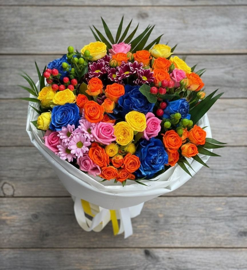 Букет цветов из: Розы и Хризантемы в Тирлянский