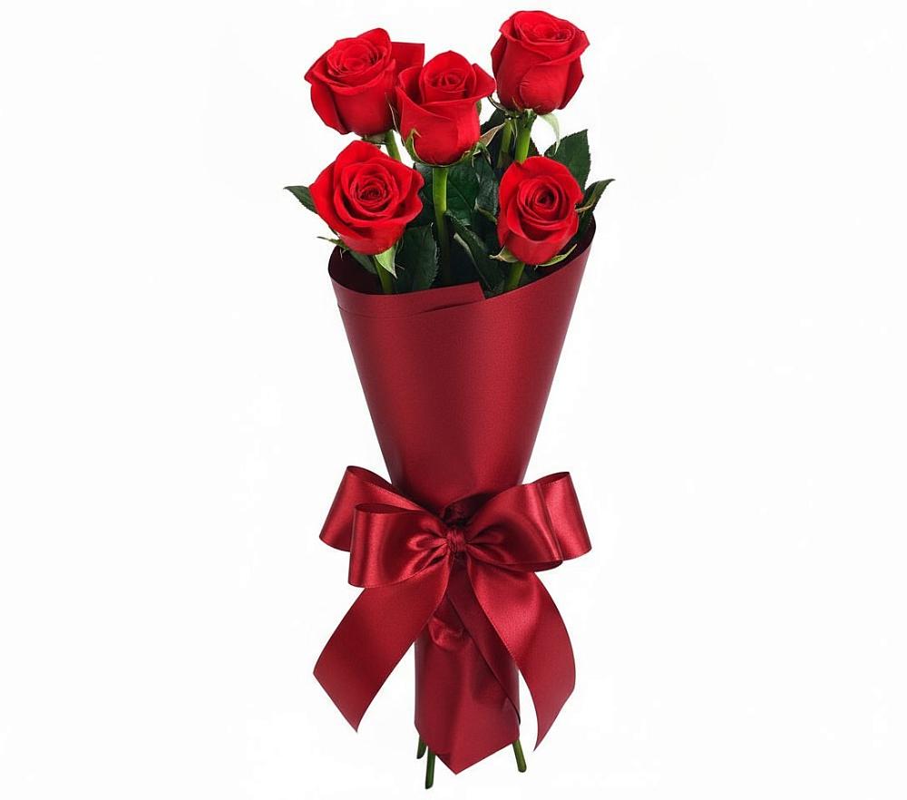 Букет 5 Красных роз Эдлесс Лав в Тирлянский