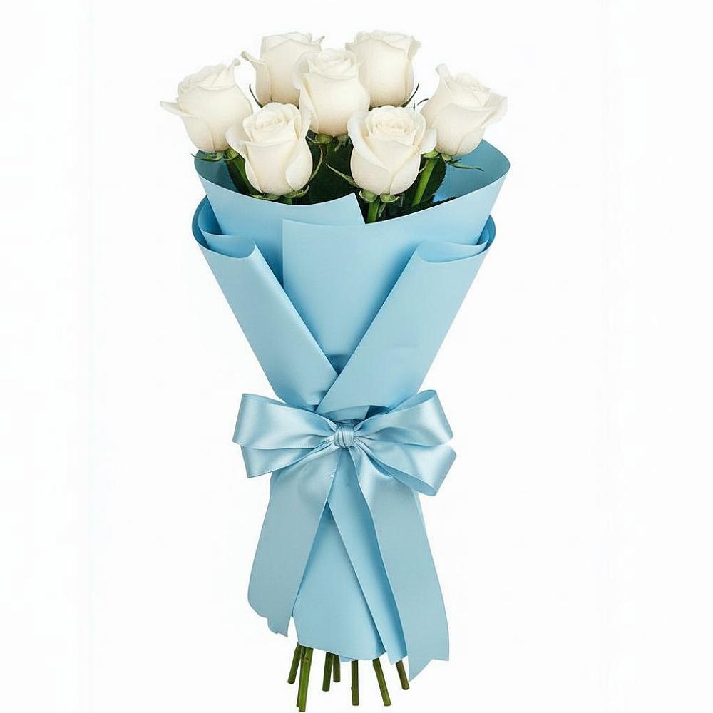 Букет 7 белых роз Проуд в Тирлянский