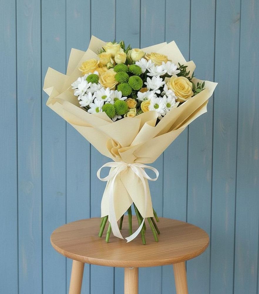 Букет цветов из: Хризантемы и Розы в Тирлянский