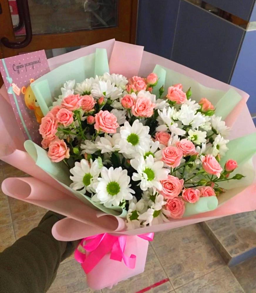 Букет цветов из: Розы и Хризантемы в Тирлянский