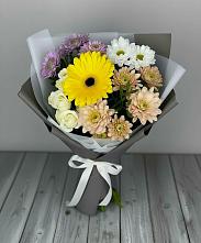 Букет цветов из:  Розы, Герберы и Хризантемы #REPLACE_PRED# Тирлянский