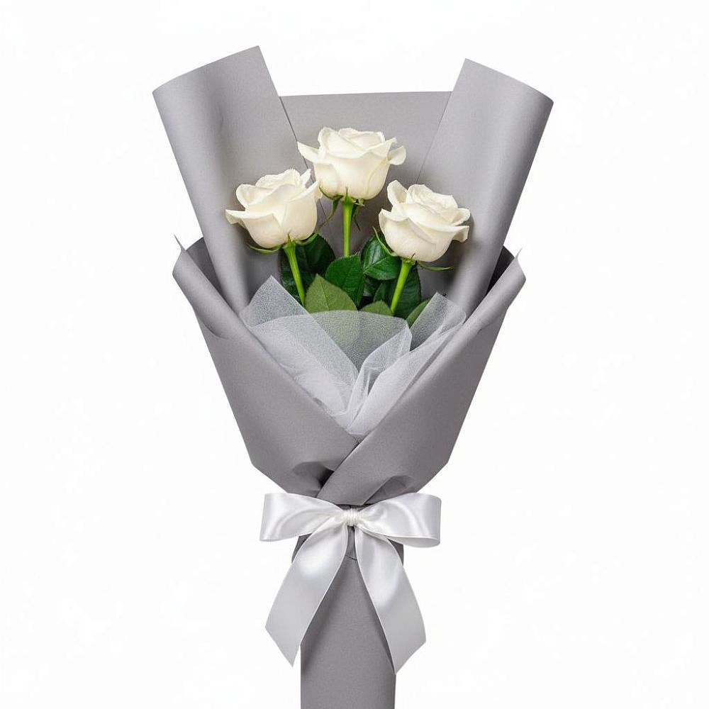 Букет 3 белые розы в Тирлянский