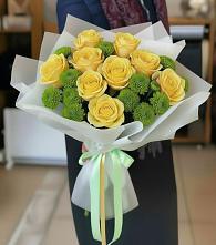 Букет цветов из:  Хризантемы и Розы в Тирлянский