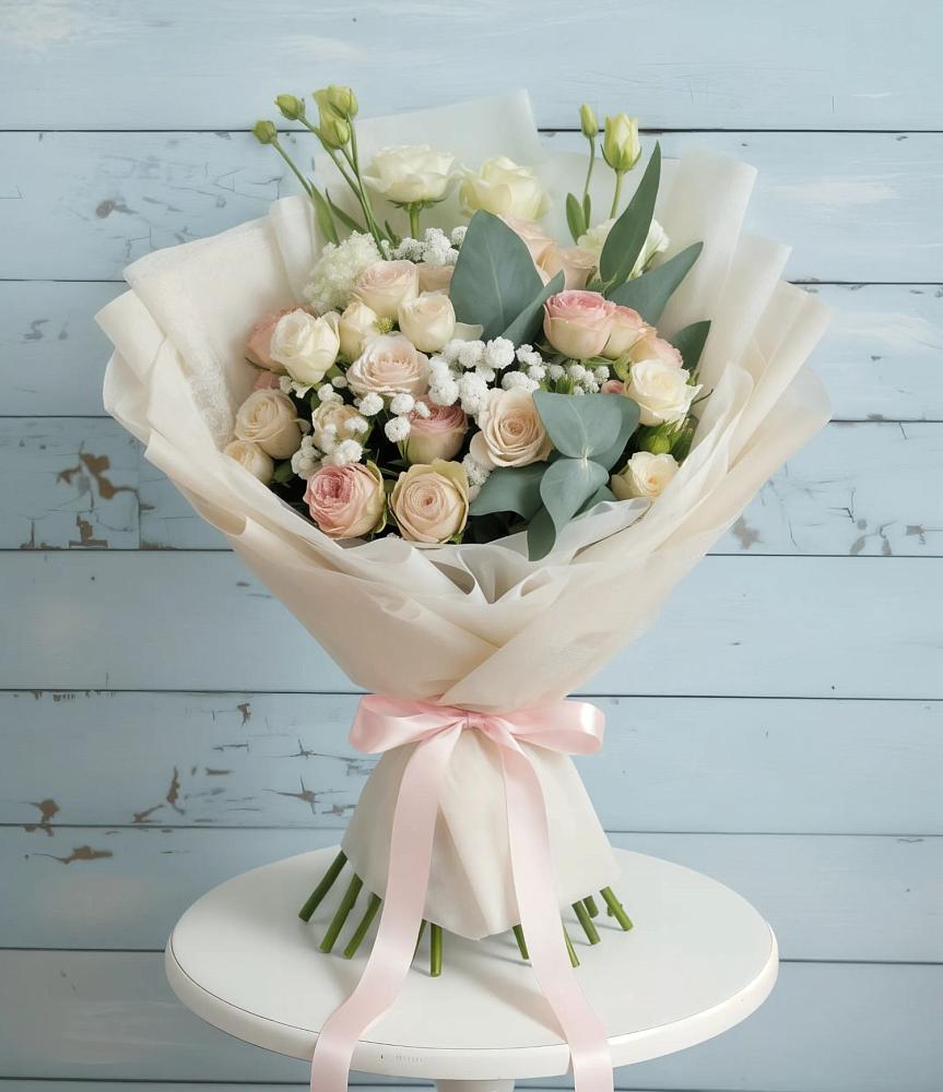 Букет цветов из: Розы и Лизиантусы в Тирлянский