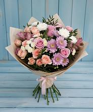 Букет цветов из:  Хризантемы, Розы и Альстромерии в Тирлянский