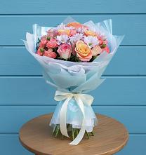 Букет цветов из:  Хризантемы и Розы в Тирлянский