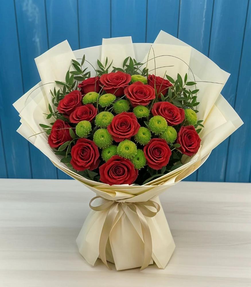 Букет цветов из: Розы и Хризантемы в Тирлянский