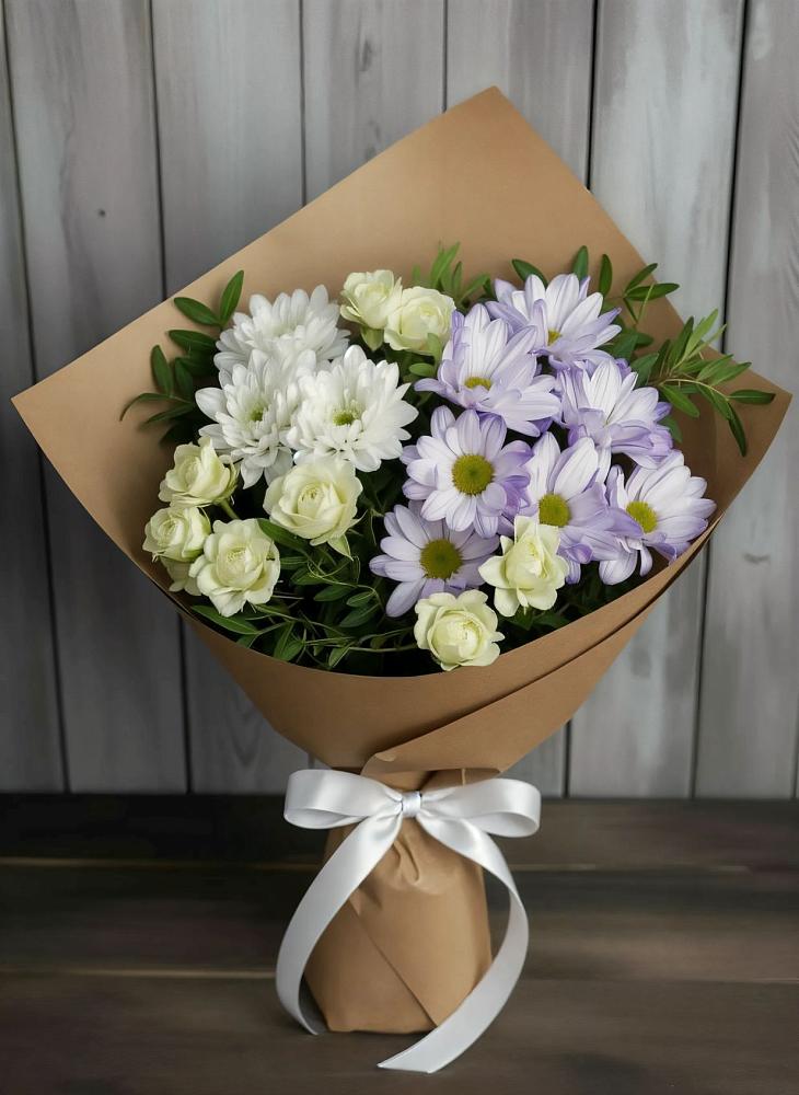 Букет цветов из: Хризантемы и Розы в Тирлянский